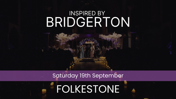 Promotional image for an event inspired by 'Bridgerton' in Folkestone on September 19th.
