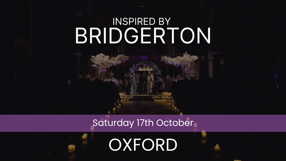 Promotional poster for an event inspired by 'Bridgerton' in Oxford on October 17th.