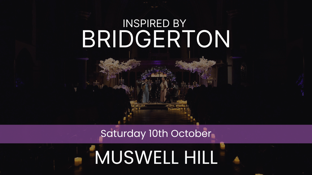 Promotional poster for an event inspired by Bridgerton at Muswell Hill on Saturday 10th October.