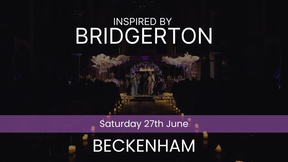 Two musicians playing violin and cello in a decorated indoor setting with candles and floral arrangements. Inspired by Bridgerton Saturday 27th June 2026 Beckenham